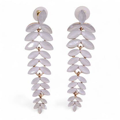 Pendientes de Cristal Vintage - Largo - Perla