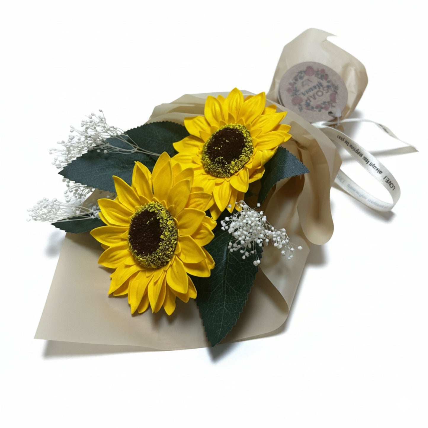 Flor de jabón - Ramo de dos girasoles